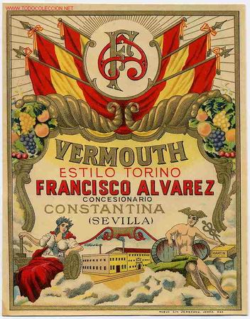 Etiquetas antiguas: ETIQUETA  VERMOUTH FCO. ALVAREZ  ER 66