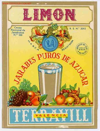 Old Labels: ETIQUETA JARABE DE LIMON GRANDE ER 87