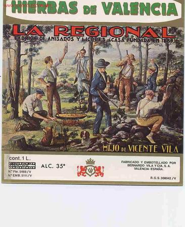 Old Labels: ETIQUETA HIERVAS DE VALENCIA LA REGIONAL ER 153