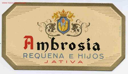 &Eacute;tiquettes anciennes: ETIQUETA AMBROSIA ER 185
