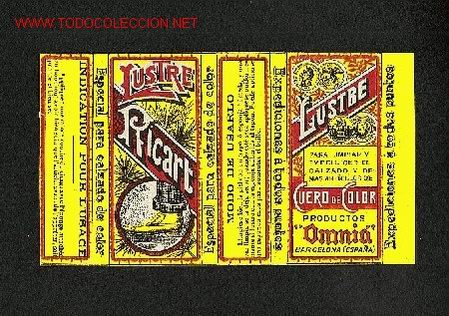 Old Labels: Etiqueta LUSTRE RICART para Caja para limpiar y embellecer el calzado