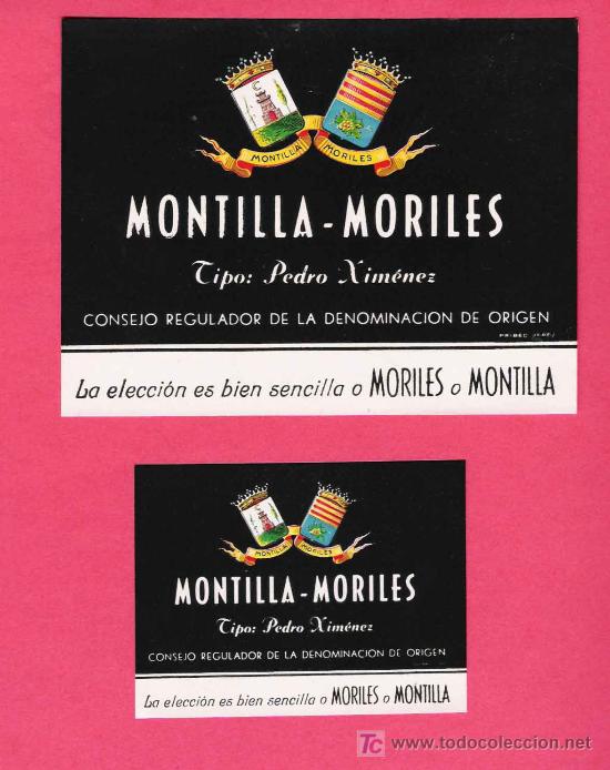 Etiquetas antiguas: VINO - MONTILLA MORILES, PEDRO XIM&Eacute;NEZ