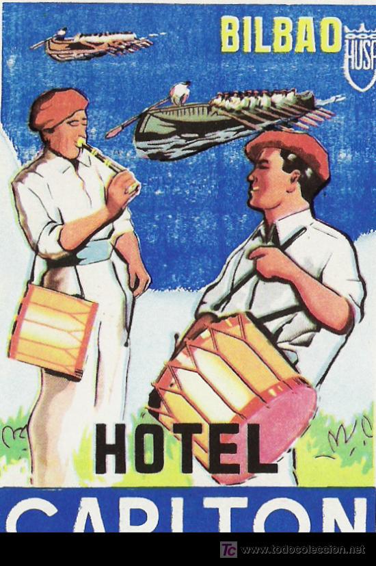 Etiquetas antiguas: Etiqueta Hotel Carlton - Bilbao - Espa&ntilde;a