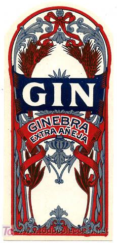 Etiquetas antiguas: ETIQUETA  GIN GINEBRA EXTRA A&Ntilde;EJA     ER 328