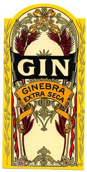 Etiquetas antiguas: ETIQUETA  GIN GINEBRA EXTRA SECA     ER 329