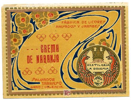Etichette antiche: ETIQUETA  ANISADOS SALVADOR TARRASO , GRAO VALENCIA , CREMA NARANJA   E260
