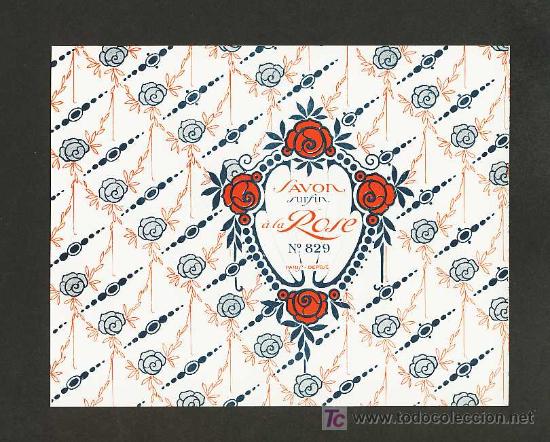 Etiquetas antiguas: Etiqueta de jabon SAVON A LA ROSE (Art Deco, perfumeria)