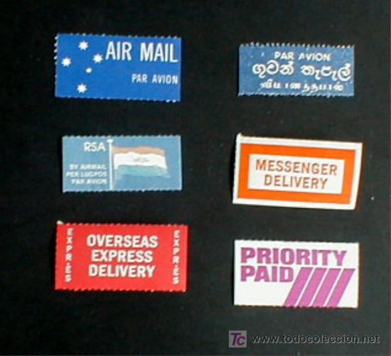 Etiquetas antiguas: COLECCIONISMO POSTAL. ETQUETAS POR AVION RARAS.&iexcl;&iexcl;&iexcl; ENVIO GRATIS.&iexcl;&iexcl;&iexcl;