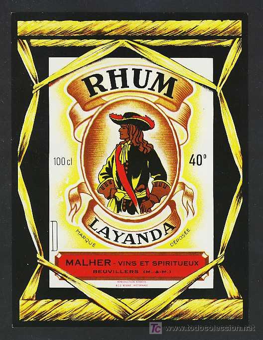 Old Labels: Etiqueta de RON Layanda. Etiquette rhum label
