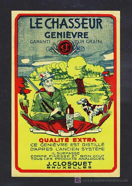 Old Labels: Etiqueta de licor LE CHASSEUR. Caza
