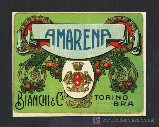 &Eacute;tiquettes anciennes: Etiqueta de licor AMARENA