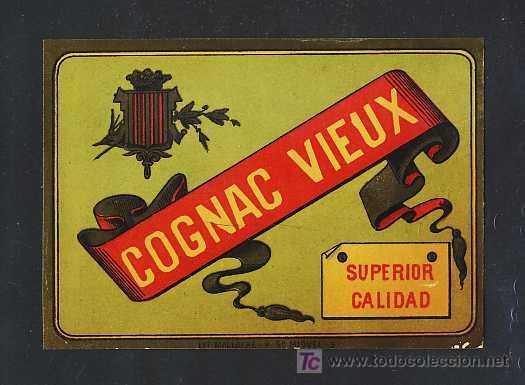 Etiquetas antigas: Etiqueta de licor COGNAC VIEUX. Litografica