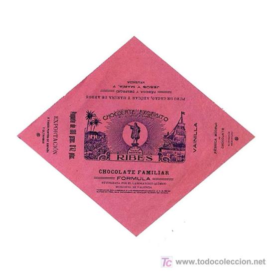 Etichette antiche: ETIQUETA  CHOCOLATE COLON FAMILIAR , RIBES, SUPERIOR,  ER409