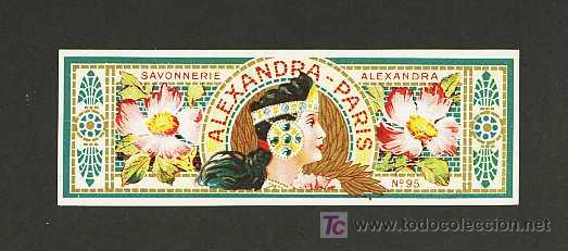Etiquetas antigas: Etiqueta de perfumeria ALEXANDRA - PARIS. Etiquette parfum, perfume label. Modernista, art nouveau