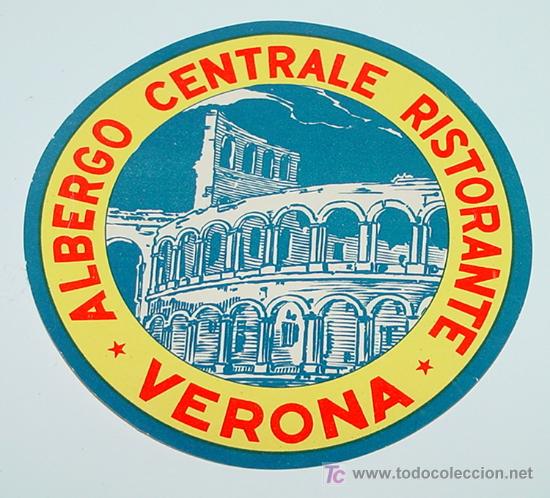 Etiquetas antiguas: ANTIGUA ETIQUETA PARA MALETA - ALBERGO CENTRALE RISTORANTE - VERONA -TIENE EL TAMA&Ntilde;O DE UNA POSTAL A