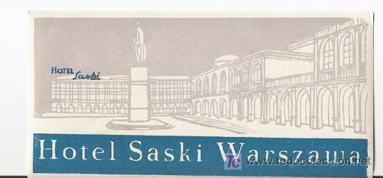 Etiquetas antiguas: Etiqueta Hotel Saski - Varsovia - Polonia