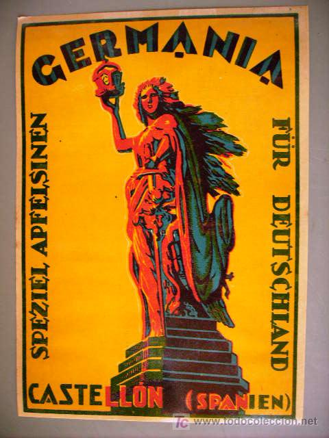 &Eacute;tiquettes anciennes: ETIQUETA NARANJAS - GERMANIA - CASTELLON F&Uuml;R DEUTSCHLAND