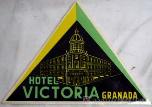 Etiquetas antiguas: Pegatina del Hotel Victoria de Granada - Foto 1
