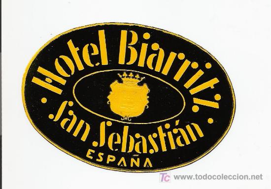Etiquetas antiguas: Etiqueta del Hotel Biarritz - San Sebasti&aacute;n (Espa&ntilde;a)