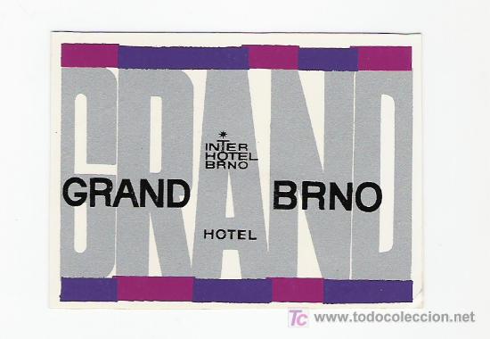 Etiquetas antiguas: Etiqueta Hotel Grand Brno - Brno - Checoslovaquia