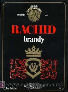 Etiquetas antiguas: ETIQUETA DE RACHID BRANDY BERNARDO VILA - Foto 1