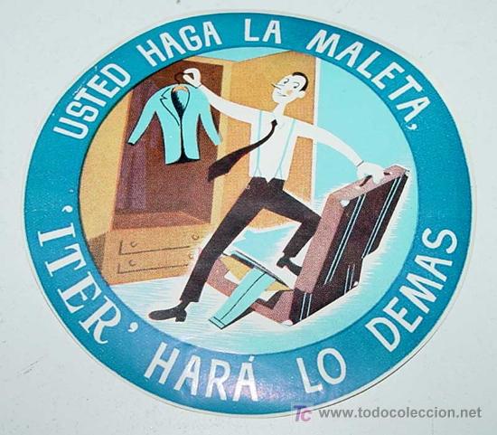 Etiquetas antiguas: ANTIGUA ETIQUETA PARA MALETA CON PUBLICIDAD DE ITER - TAMA&Ntilde;O POSTAL APROXIMADAMENTE