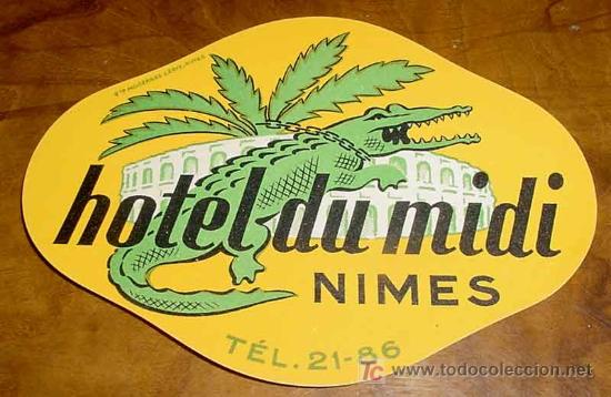 Etiquetas antiguas: ANTIGUA ETIQUETA PARA MALETA - HOTEL DU MIDI, NIMES - LABELS BAGGAGE - LABELS HOTEL