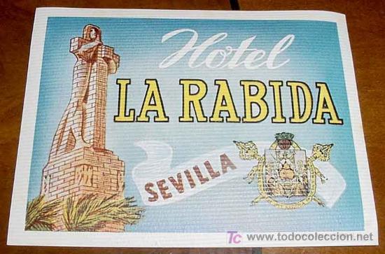 Etiquetas antiguas: ANTIGUA ETIQUETA PARA MALETA - HOTEL LA RABIDA, SEVILLA - LABELS BAGGAGE - LABELS HOTEL