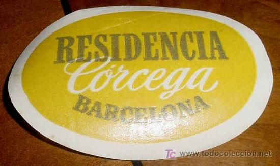 Etiquetas antiguas: ANTIGUA ETIQUETA PARA MALETA - HOTEL RESIDENCIA CORCEGA, BARCELONA - LABELS BAGGAGE - LABELS HOTEL
