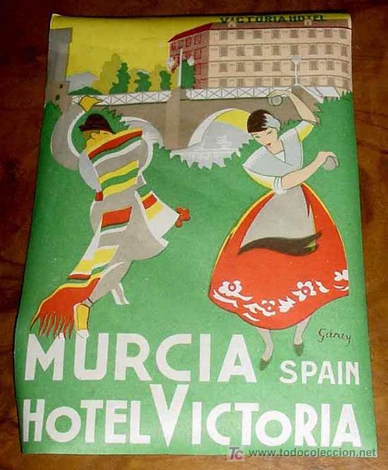 Etiquetas antiguas: ANTIGUA ETIQUETA PARA MALETA - HOTEL VICTORIA, MURCIA - LABELS BAGGAGE - LABELS HOTEL