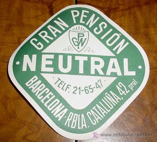 Etiquetas antiguas: ANTIGUA ETIQUETA PARA MALETA - HOTEL GRAN PENSION NEUTRAL, BARCELONA - LABELS BAGGAGE - LABELS HOTEL