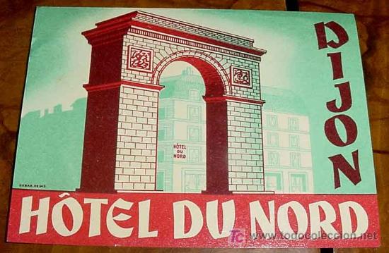 Etiquetas antiguas: ANTIGUA ETIQUETA PARA MALETA - HOTEL DU NORD, DIJON - LABELS BAGGAGE - LABELS HOTEL