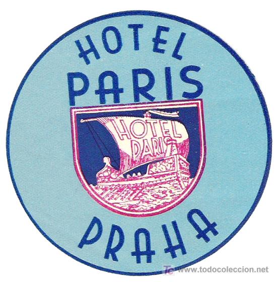 Etiquetas antiguas: Etiqueta Hotel Paris - Praha - Checoslovaquia