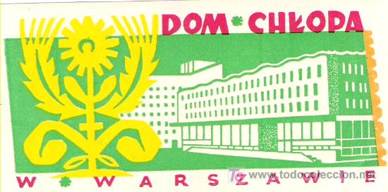 Etiquetas antiguas: Etiqueta Hotel Dom Chkopa - Warszwie - Polonia