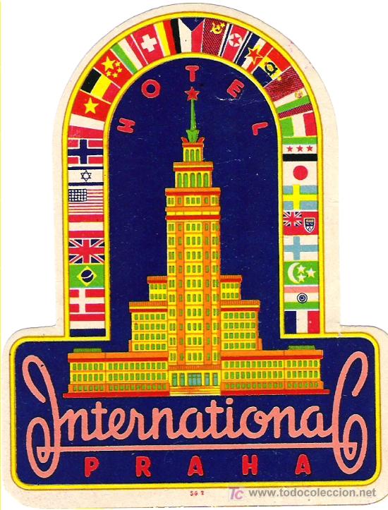 Etiquetas antiguas: Etiqueta del Hotel International - Praga - Rep&uacute;blica Checa