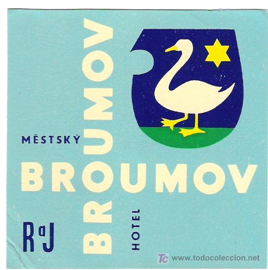 Etiquetas antiguas: Etiqueta Hotel Broumov - Rep&uacute;blica Checa