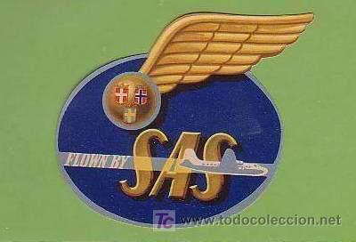 Etiquetas antiguas: ETIQUETA HOTEL -LINEA AEREA- -SAS Compa&ntilde;ia aerea A&ntilde;o referencia 1950? 95X80