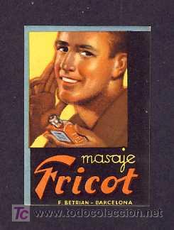 Etiquetas antigas: Etiqueta de MASAJE FRICOT (perfumeria, perfume label, etiquette de parfum)