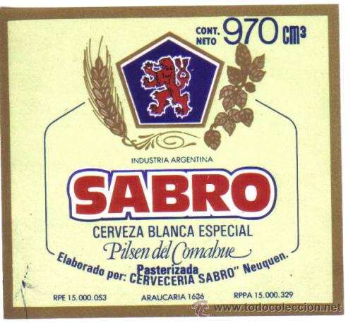 Old Labels: ETIQUETA DE CERVEZA. ARGENTINA. SABRO.