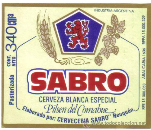 Old Labels: ETIQUETA DE CERVEZA. ARGENTINA. SABRO.