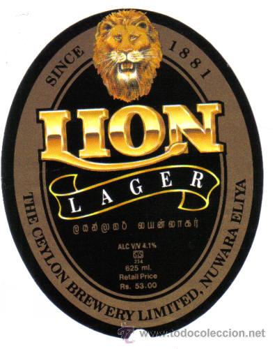 Old Labels: ETIQUETA DE CERVEZA. SRI. LANKA. LION LAGER.