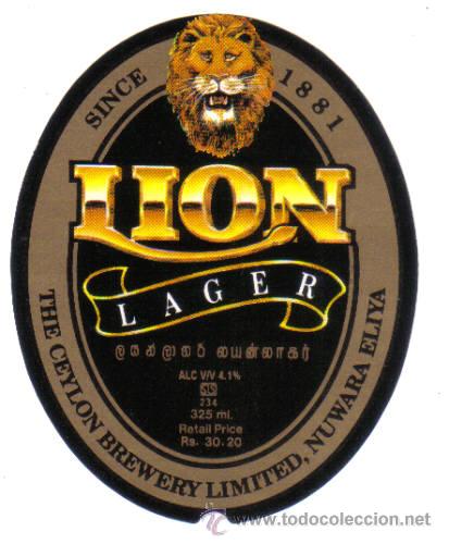 Old Labels: ETIQUETA DE CERVEZA. SRI. LANKA. LION LAGER.
