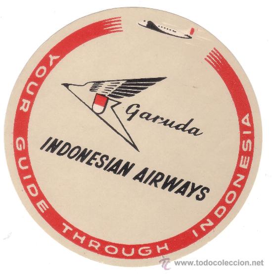 Etiquetas antiguas: ETIQUETA HOTEL-LINEA AEREA-      GARUDA INDONESIA AIRWAYS