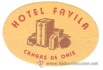 Etiquetas antiguas: Etiqueta Hotel -ESPA&Ntilde;A  - HOTEL FAVIAL- CANGAS DE ONIS - OVAL 85X55 MM