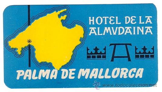 Etiquetas antiguas: Etiqueta Hotel - ESPA&Ntilde;A- HOTEL DE LA ALMUDAIN-PALMA DE MALLORCA- BALEARES-MEDIDAS 145X70 mm