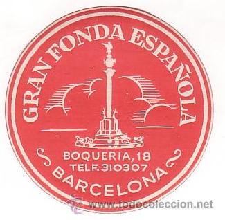 Etiquetas antiguas: Etiqueta Hotel -ESPA&Ntilde;A - GRAN FONDA ESPA&Ntilde;OLA - -BARCELONA -.DIAMETRO 75mm