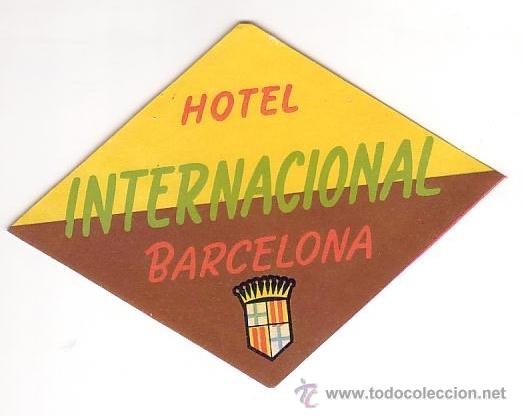 Etiquetas antiguas: Etiqueta Hotel -ESPA&Ntilde;A - HOTEL INTERNACIONAL -BARCELONA -MEDIDAS 85 11,50 mm