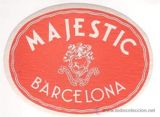 Etiquetas antiguas: Etiqueta Hotel - MAJESTIC - -BARCELONA -OVAL 135 X 105 mm