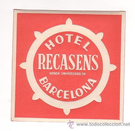 Etiquetas antiguas: Etiqueta Hotel  - ESPA&Ntilde;A-HOTEL   RECANSES - JUEGO DE TRES - MARRON- VERDE- MARRON