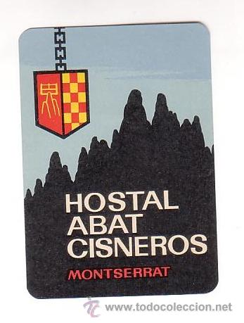 Etiquetas antiguas: Etiqueta Hotel -ESPA&Ntilde;A- HOSTAL ABAT CISNEROS- MONSERRAT-Barcelona-RECTANGULAR 100 X 70 mm ilustrac